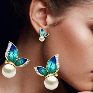 Ombre Butterfly Pearl Earrings-Your Soul Place